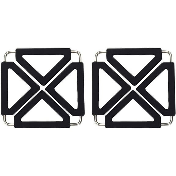 Trivets, Expandable Heat Resistant Silicone Placemat Kitchen Accessories (Set of 2) (Black)