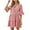 Pink, variant on Jalioing 3/4 Sleeve Dress Womens Summer Mini Dresses Hollow-Out Crew Neck Casual Sundress