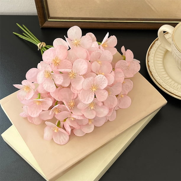 Decoración del hogar, decoración de la habitación, 5 palos, hortensias, flores de simulación, begonias, flores hechas a mano, bricolaje, material de flores de simulación, flores falsas, lugar de boda,
