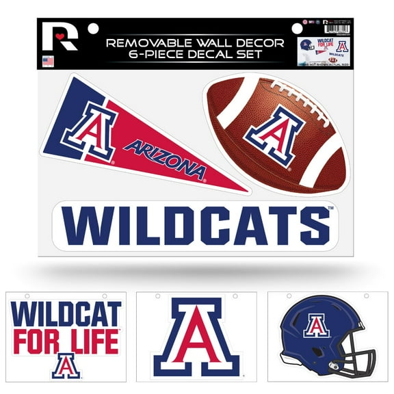 Arizona NCAA Wildcats (Set of 6) Individual Easy Peel Die-Cut Decal Stickers - Remove - Re-organize - Re-apply