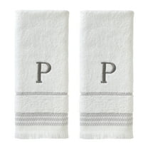 SKL Home Casual Monogram Hand Towel (2-Pack), "P", White