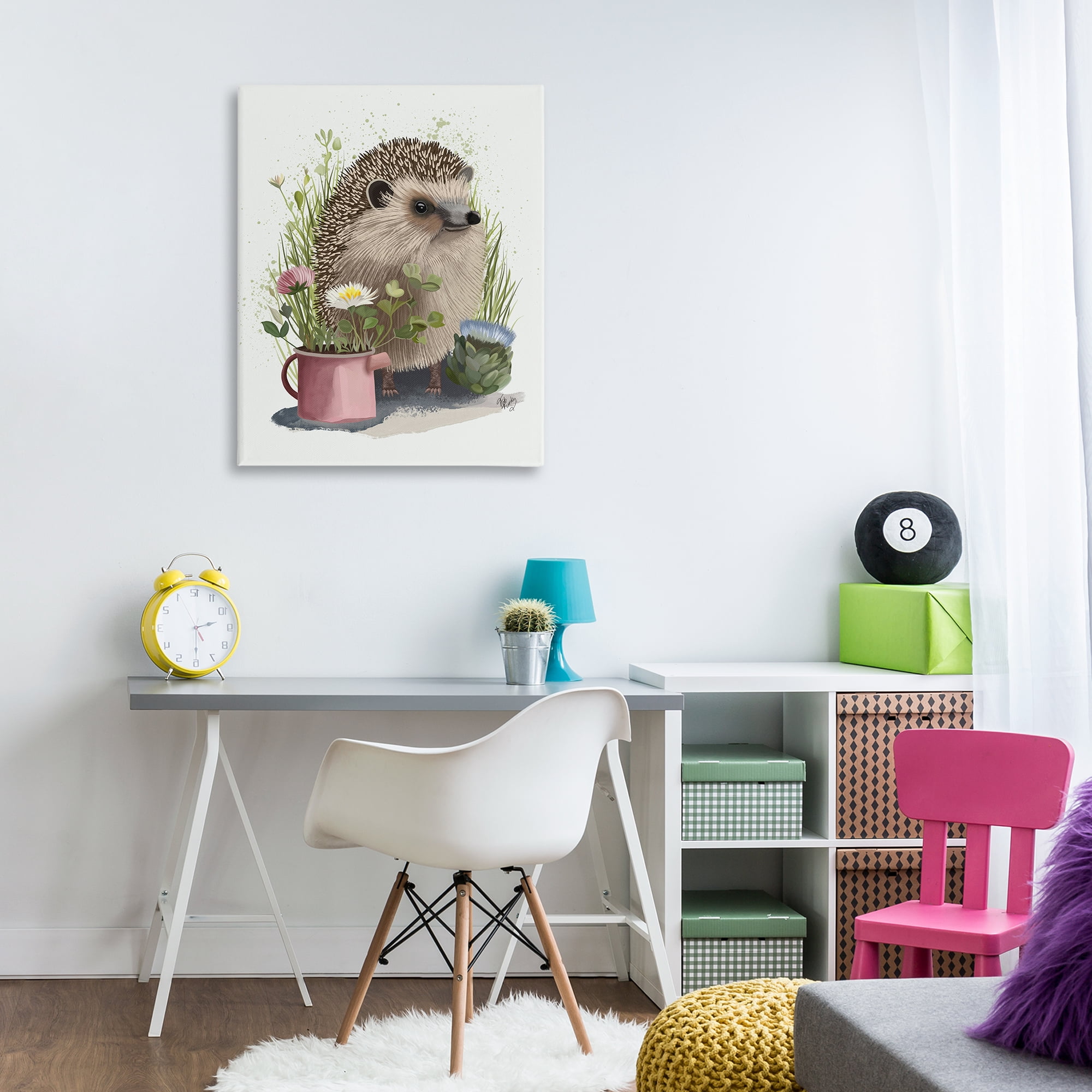Stupell Industries Hedgehog with Garden Plants Animals & Insects Painting Gallery Wrapped Canvas Art Print Wall Art, 30 x 40