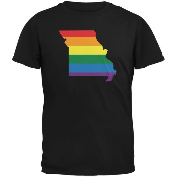 Missouri LGBT Gay Pride Rainbow Black Adult T-Shirt - Medium