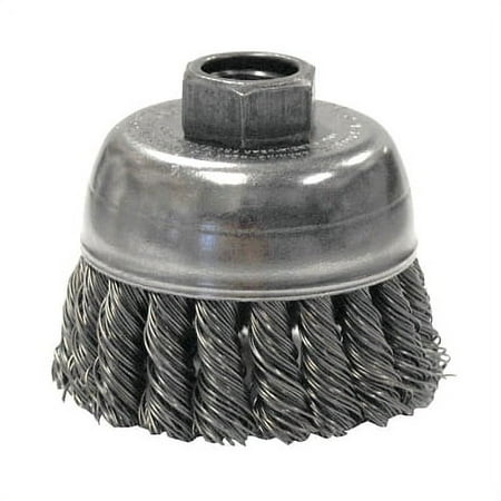 UPC: 0012382132835 | Weiler Single Row Heavy-Duty Knot Wire Cup Brush  2 3/4 in Dia.  M14 x 2  .02 Steel – 1 EA (804-13283)