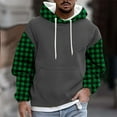 thumbnail image 2 of Mens Hoodies Color Block Checked Printed Sweatshirts with Pockets Fleece Lined Hooded Pullover Fall Outwears Work Wear Sweaters Loose Hoody Long Sleeve Tops Sportswear M-4XL, 2 of 5