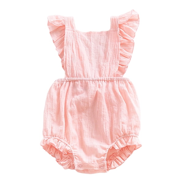 Mono Bebé Niña Volante fruncido Mameluco Recién Nacido CasualCute Estética Ropa de cumpleaños Hogar Accesorios para dormir Regalos para niños Rosa 100cm Inevent BA002048-11