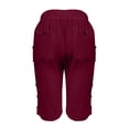 thumbnail image 6 of Kinrui Womens White Linen Capris Lightweight Summer Casual Beach Crop Trousers Wine L, 6 of 8