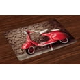 thumbnail image 1 of Ambesonne Vintage Place Mats Set of 4, Retro Nostalgic Scooter, Standard Size, Red Umber, 1 of 4
