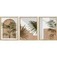 thumbnail image 5 of PixonSign Framed Canvas Print Wall Art Set - Mid-Century Palm Leaf, Fan Leaf, Desert Plants Art - Set of 3 Abstract Geometric Modern Art Minimalism Rustic Wall Décor - 12"x16"x3 Panels Natural, 5 of 5