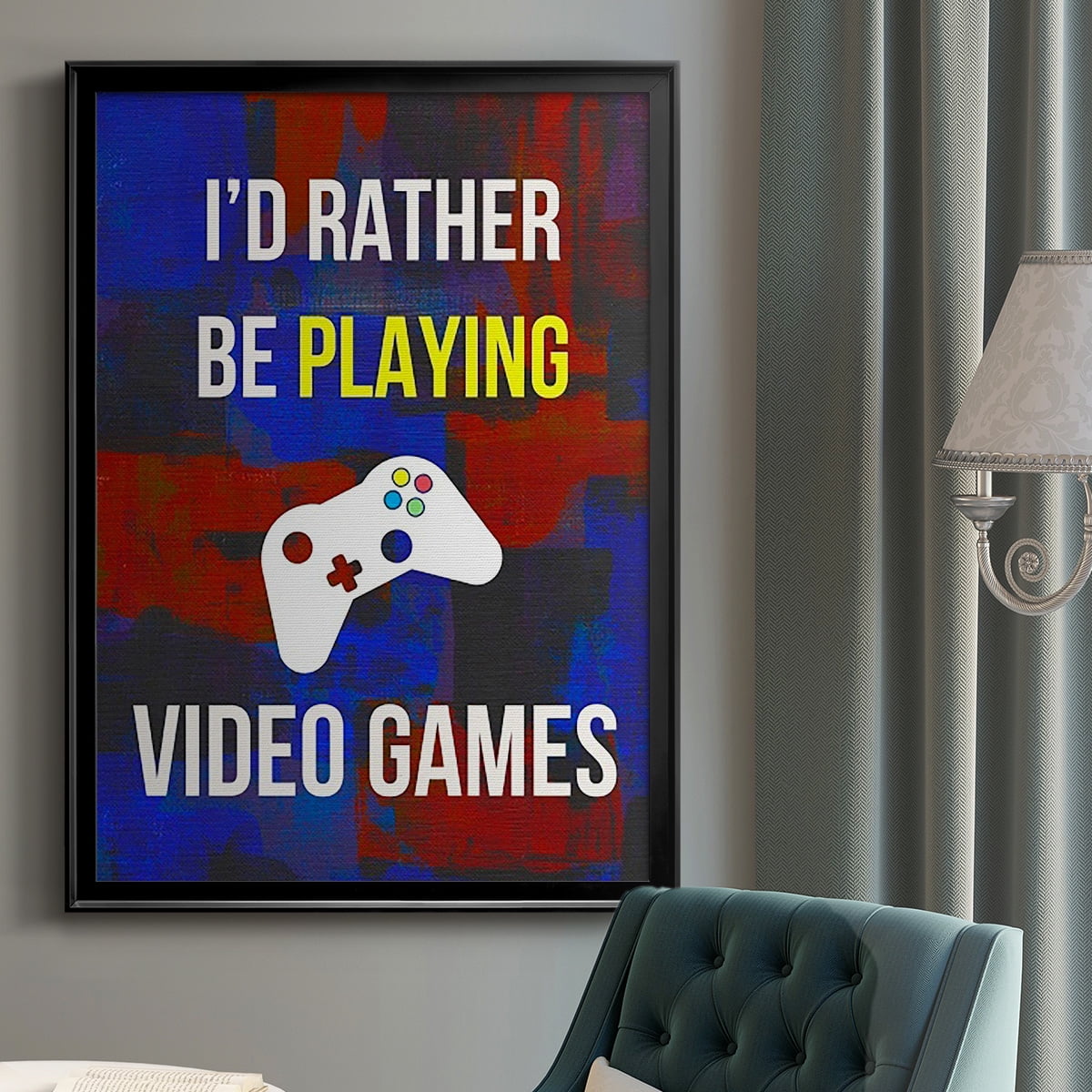 Gamer at Play III Premium Framed Print, in Gold, Black, or Silver - Ready to Hang