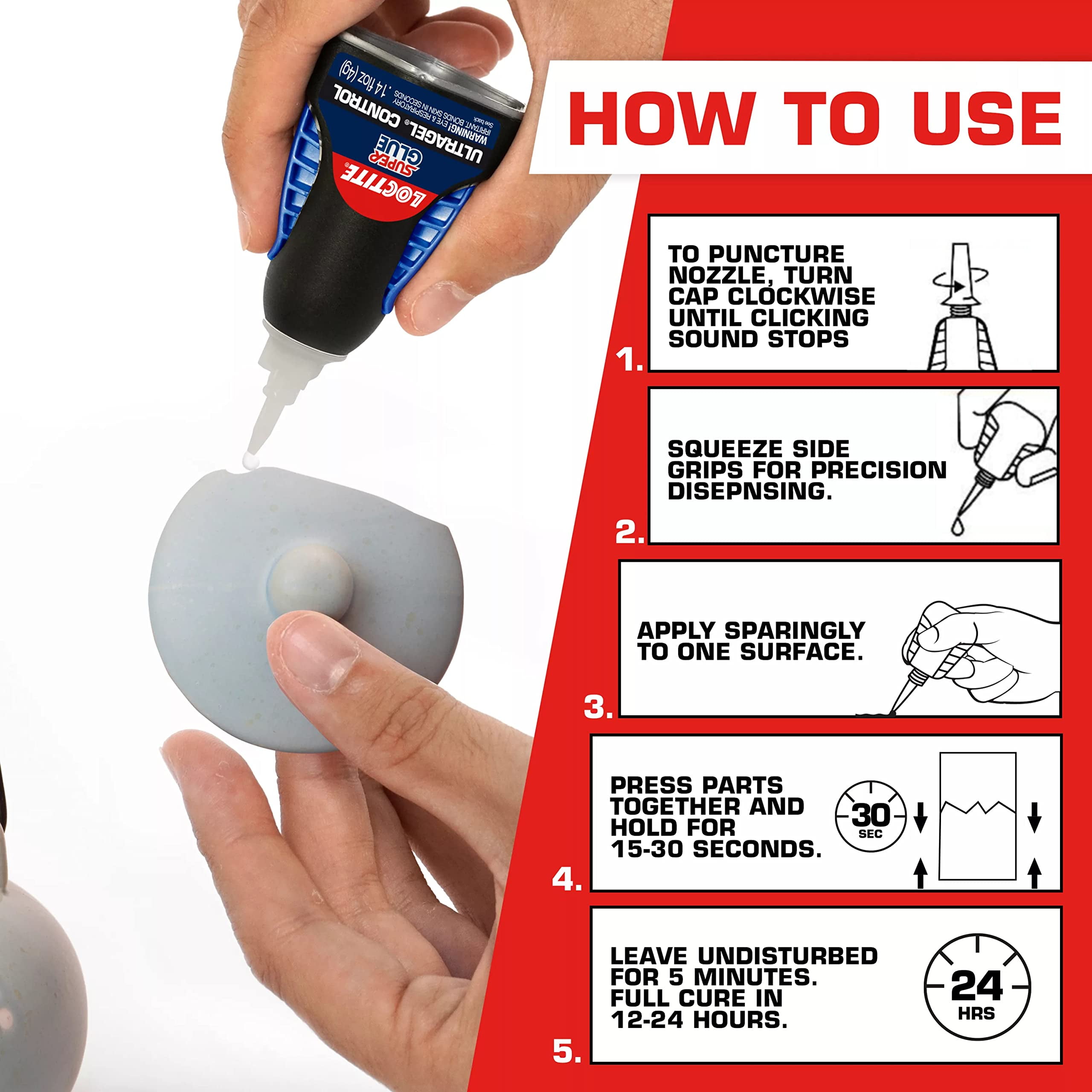 Loctite Super Glue Ultra Gel Control, Clear Superglue For Plastic, Wood, Metal, Crafts, & Repair, Cyanoacrylate Adhesive Instant Glue, Quick Dry - 0.14 fl oz Bottle, Pack Of 6SHC31