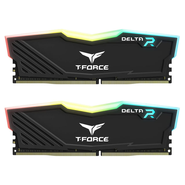 Módulo de memoria RAM para juegos de escritorio TEAMGROUP T-Force Delta RGB DDR4 de 16 GB (2 x 8 GB) a 3600 MHz (PC4-28800) CL18 TF3D416G3600HC18JDC01 - Negro
