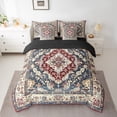 thumbnail image 2 of jejeloiu Retro Boho Flowers 7-Piece Bedding Comforter Set,Bohemian Exotic Style King Bedding Sets,Red Blue Beige Bed Sheets For Girls Kids,Super Cozy Room Decor Reversible, 2 of 8