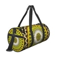 thumbnail image 3 of Xecao Yellow Mandala print Round Travel Duffel Bag is a foldable gym bag with an inner pocket, perfect for travel sports, 3 of 8