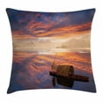 thumbnail image 1 of Fantastic Decor Throw Pillow Cushion Cover, Imaginary World Man Shipping on His Boat Rowing Fluffy Clouds Endless View Image, Decorative Square Accent Pillow Case, 20 X 20 Inches, Multi, by Ambesonne, 1 of 2