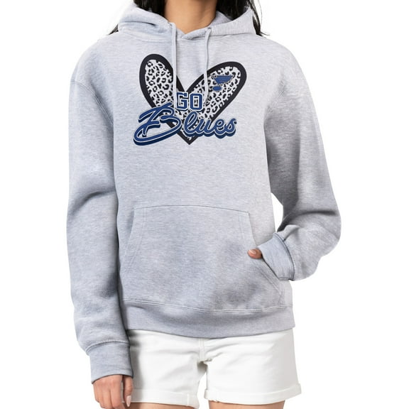 Women's G-III 4Her by Carl Banks Heather Gray St. Louis Blues Animal Print Heart Fleece Pullover Hoodie