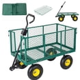 thumbnail image 3 of 3-in-1 Oversized Steel Garden Cart 880 Lbs Heavy Duty Pullable Mesh Utility Cart with Removable Liner for Lawn Patio and Landscaping Green/Black/Gray, 3 of 11