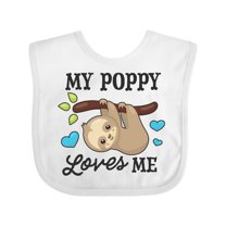 Inktastic My Poppy Loves Me with Sloth and Hearts Boys or Girls Baby Bib