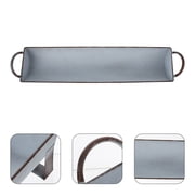 IBASETOY Long Storage Tray Snack Holder Rectangular Grey 1Pack for Study