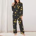 thumbnail image 3 of Kll Bumblebee Print Women'S Long Sleeve Pajamas With Pants Sleepwear Loungewear 2 Set-Large, 3 of 9
