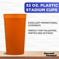 thumbnail image 3 of Plastic Stadium Cups 32 oz. Set of 10, Bulk Pack - Perfect for Summer, Sporting Events, Birthdays, Picnic, Beach, Parties - Orange, 3 of 5