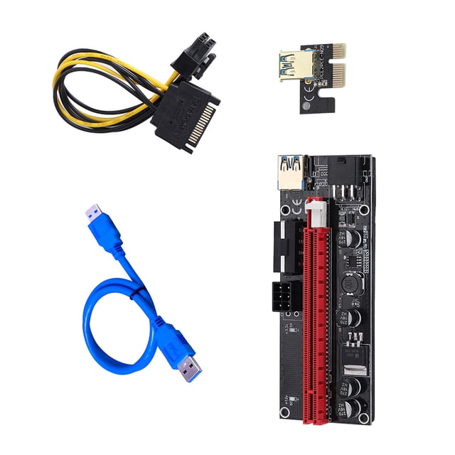 Tarjeta elevadora PCI-E 1X a 16X Tarjeta elevadora extensor GPU Adaptador GPU PCI-E USB 3.0 con interfaz de 6 pines, Azul Vogacara EL001235-01