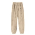 thumbnail image 5 of Womens Fleece Pajama Pants, Winter Warm Flannel Fuzzy Lounge Bottoms Long Soft Plush Fluffy Pj Pants with Pockets Beige XS, 5 of 5