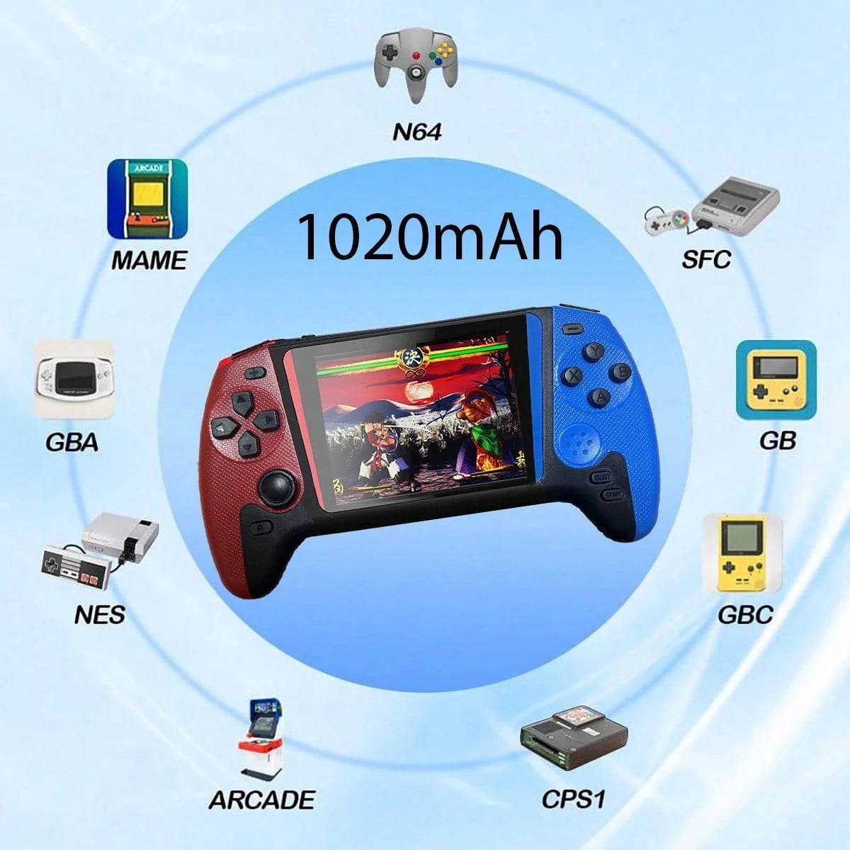 Shixing Project X Red and Blue Pocket Gaming Console 4.3-inch HD IPS Screen 64GB 1-Pack