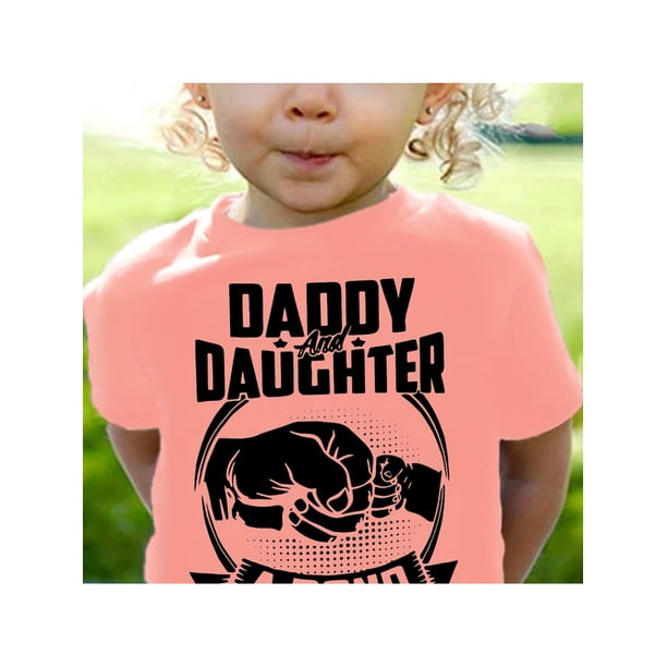Camiseta de manga corta 100 % algodón con estampado "DARDY AND DAUGHTER" para niñas, cómoda y casual para verano.