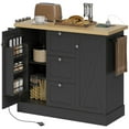 thumbnail image 1 of HOMCOM Kitchen Island with Power Outlet Soft-Close Doors Kitchen Cart Black, 1 of 10
