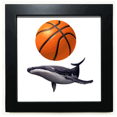 thumbnail image 1 of Basketball Whale Swimng Black Square Frame Picture Wall Tabletop, 1 of 3
