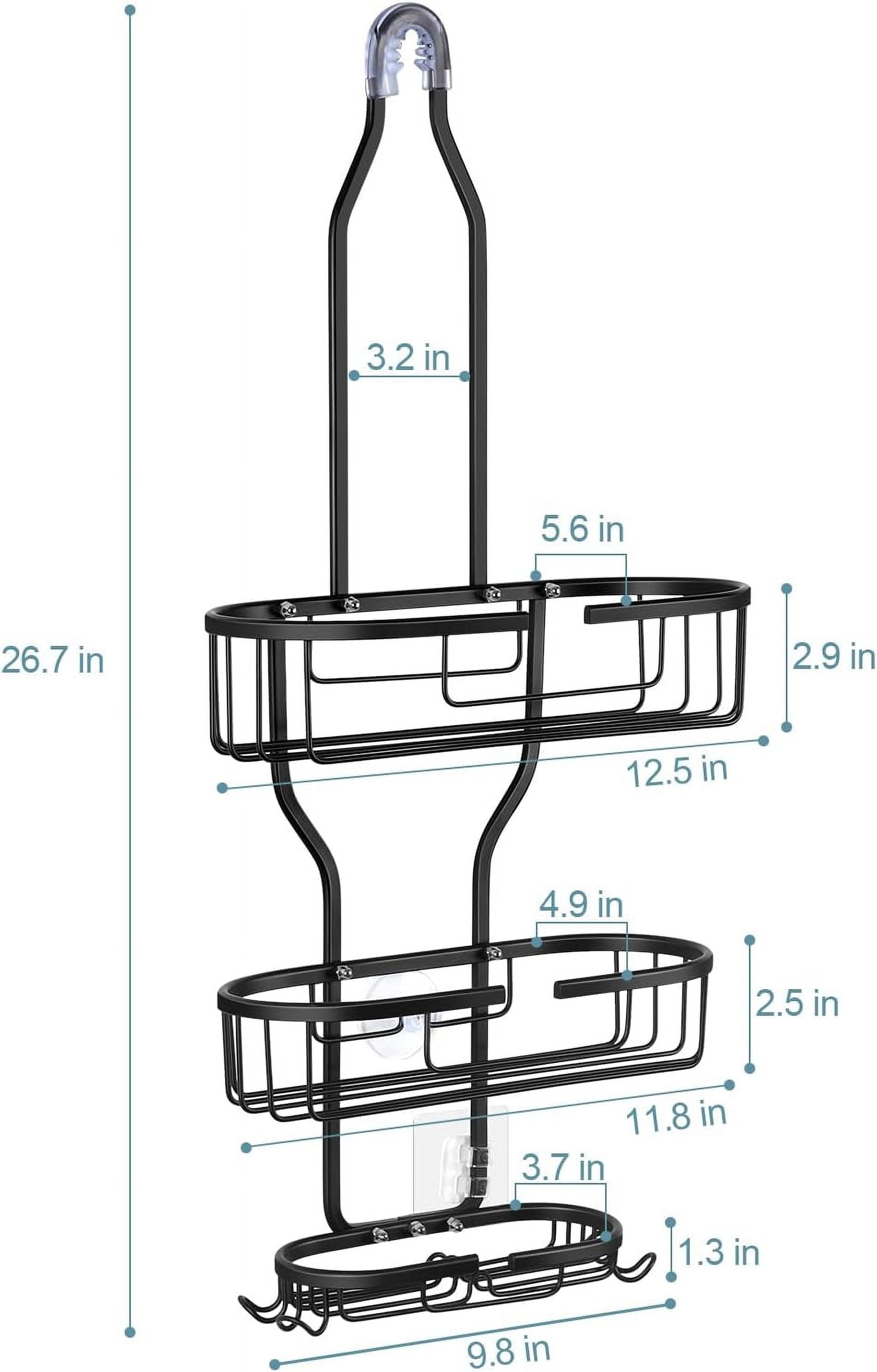 Over Shower Head Shower Caddy 3 Tier Hanging Organizer with Soap Holder and Hooks, Black