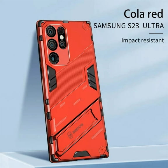 SaniMore for Samsung Galaxy S23 Ultra 6.8" 2023 Armor Protective Cover Rugged PC Backplane with Hidden Kickstand Anti-fall Drop Resisitant Shockproof [Light & Thin] Hybird Case For S23 Ultra, Red