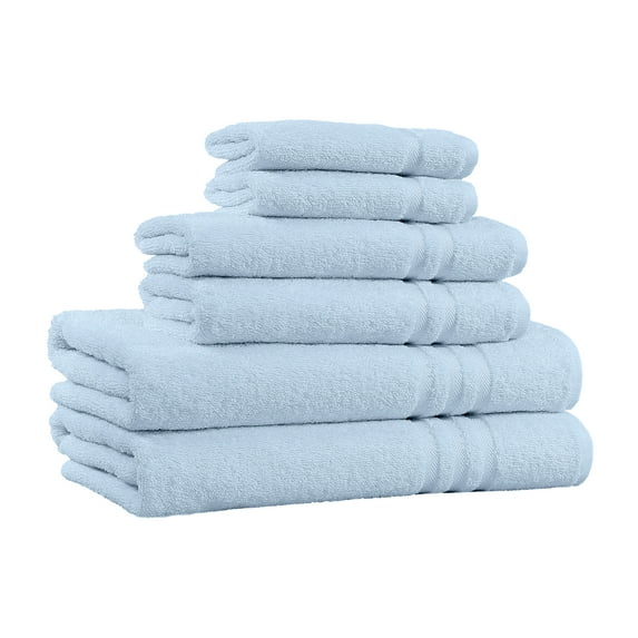 Home Sweet Home 100% Cotton 6-Piece Bath Towel Set - Extra Soft Bath Towels, Sky Blue