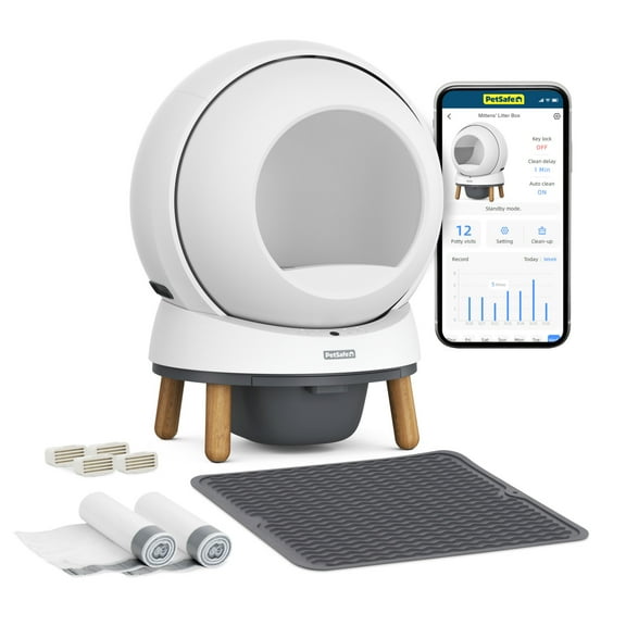 PetSafe ScoopFree SmartSpin Self-Cleaning Litter Box Bundle  Advanced Odor Control  App Controlled