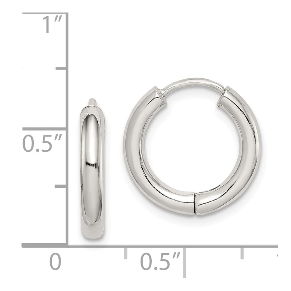 Sterling Silver 15mm Hinged Huggie Hoop Earrings