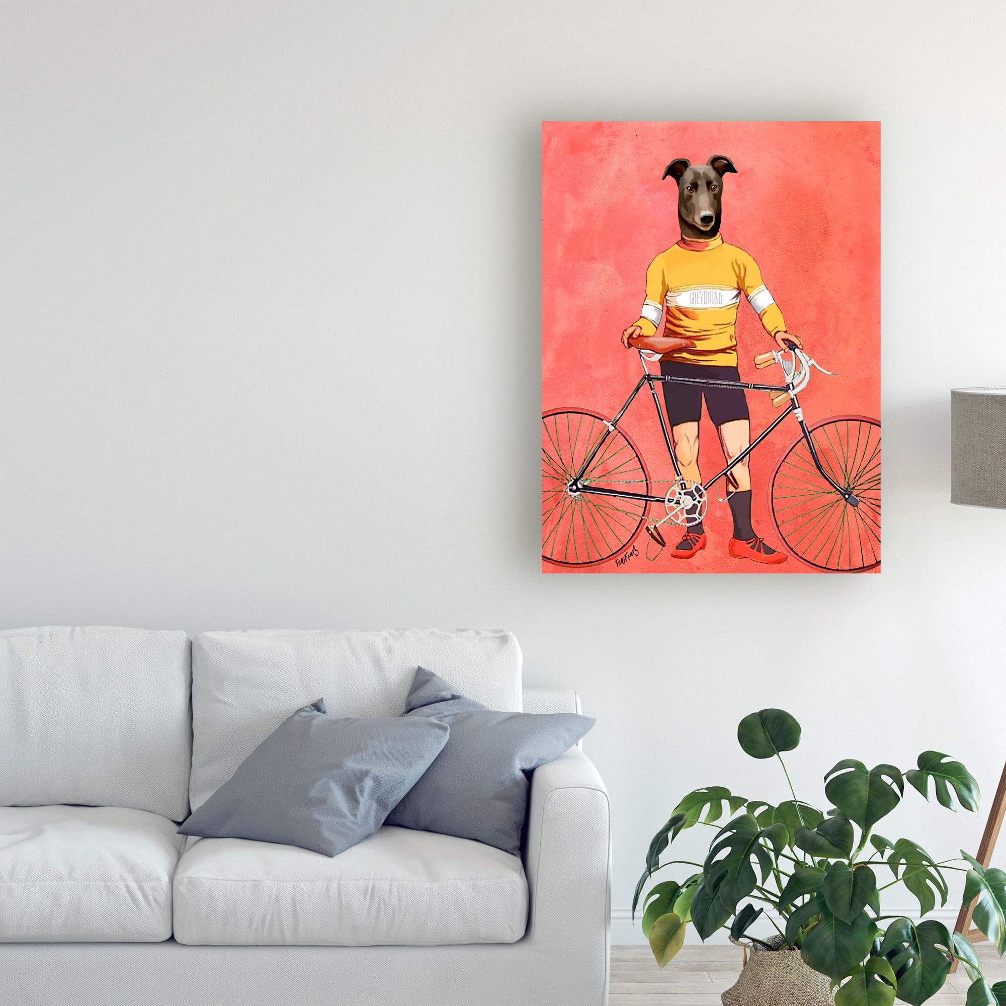 Trademark Fine Art 'Greyhound Cyclist' Canvas Art by Fab Funky
