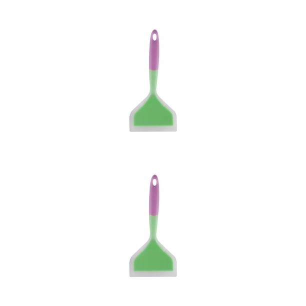 Wosthever Espátula Espátula de nailon de silicona Raspador resistente al calor para cocinar en la cocina, espátula verde y mango rosa Cabeza de polvo de mango verde 2piezas