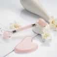 thumbnail image 3 of Rodillo de jade y gua sha, rodillo facial, rodillo de belleza facial, herramientas para el cuidado de la piel, masajeador de cuarzo rosa BAIMEI para cara, ojos, cuello, músculos corporales, relajante y alivia líneas finas y arrugas ER, 3 of 5
