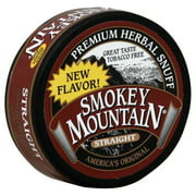 Smokey Mountain Herbal Snuff - Tobacco & Nicotine Free - 1 Can -Straight