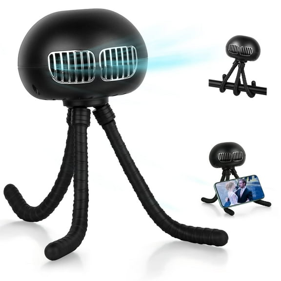 Akface Portable Fan,Small Fan,Clip on Stroller Fan with Flexible Tripod,Indoor, Outdoor, Rechargeable with Battery 4000mAH