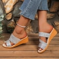 thumbnail image 7 of Willtoo Women's Glitter Sequins Peep Toe Platform Wedge Slip On Mules Plus Size Summer Orthopedic Sandals, 7 of 7