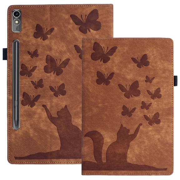 XYX Case for Lenovo Tab P11 Pro 2nd Gen 11.2 inch, Butterfly Cat Slim Folio Stand Cover, Brown