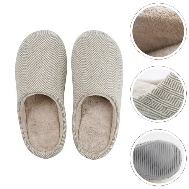 unbranded 1Par Pantuflas Cálidas Unisex Beige Con Material Antideslizante Para Casa
