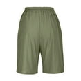 thumbnail image 5 of Qiopertar Women's Linen Shorts Summer Elastic Waist Casual Pants with Pockets Cotton Linen Blend Capri Pants, Green XL, 5 of 6