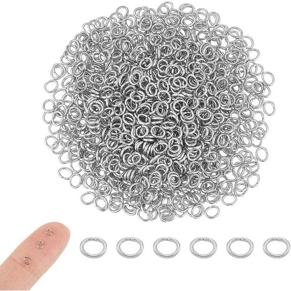 1000pcs Stainless Steel Jump Rings - 3mm Open Oval Split Rings for DIY Craft Supplies Key Chain Necklace Earring Jewelry Making