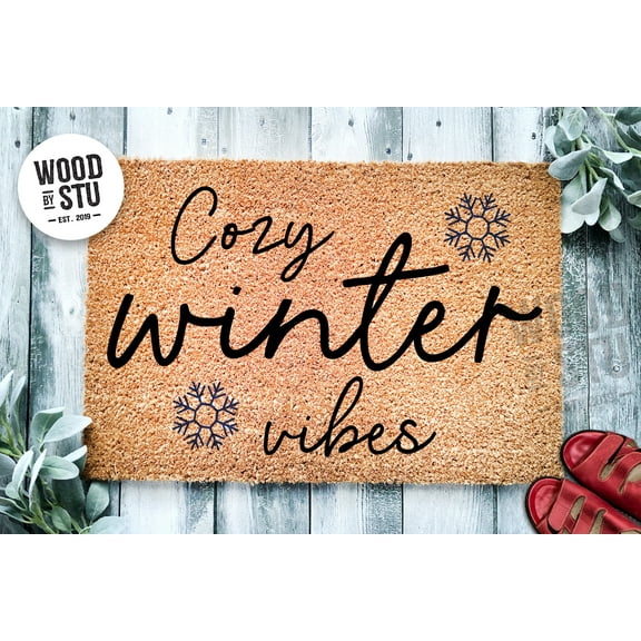 Cozy Winter Vibes | Cute Winter Doormat | Christmas Doormat Decoration | Welcome Mat | Holiday Doormat | Winter Decor | Christmas Gift