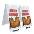 thumbnail image 2 of A-frame Sidewalk German Schnitzel 24" x 36" Double Sided A-Frame Sidewalk Sign, Includes 2 Installed Vinyl Decals | Foldable Portable White Signicade Sandwich Board Signs, 2 of 5