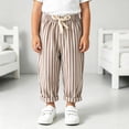 thumbnail image 5 of Xyant Toddler Girl Boy Cotton Linen Pants Striped Wide Leg Casual Pant Elastic Waist Summer Fall Trousers Kids Loose Long Pants (Khaki,3-4 Years), 5 of 7