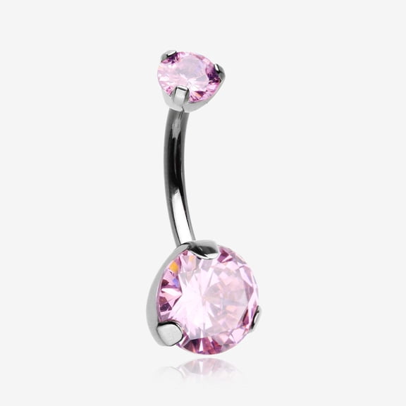 Implant Grade Titanium Internally Threaded Prong Set Belly Button Ring